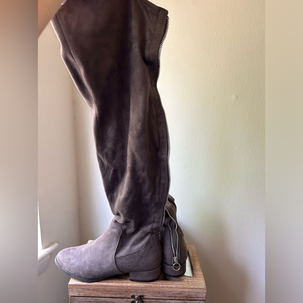 Knee high grey boots